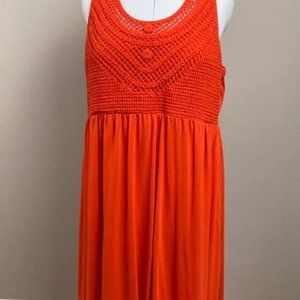 Orange Maxi dress with crocheted top